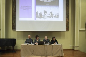 Taula de presentació de la monografia. D'esquerra a dreta: Francesc Guillamet, Anna Maria Puig, Josep Playà i Mariona Seguranyes (foto Manel Casanovas)